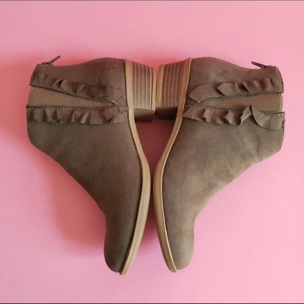 Justfab Olive Ruffle Faux Suede Bootie